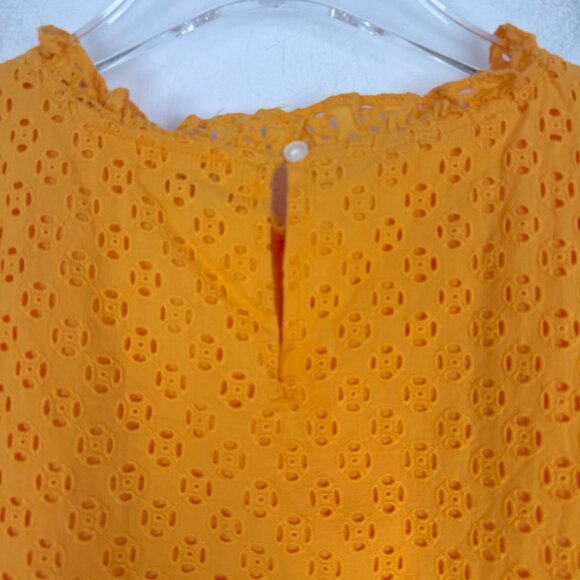 J. Crew Factory Eyelet Puff-Sleeve Top Short Sleeve Orange Size XS EUC - Picture 11 of 12